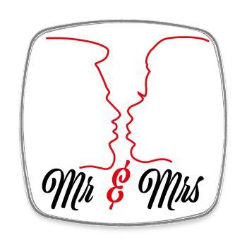 Monsieur et Madame - Viennent de se marier - Magnet carré - blanc - Devant