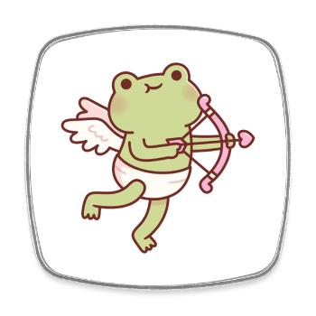 Süßer Frosch-Amor Engel - Viereckiger Kühlschrankmagnet - Weiß - Vorne