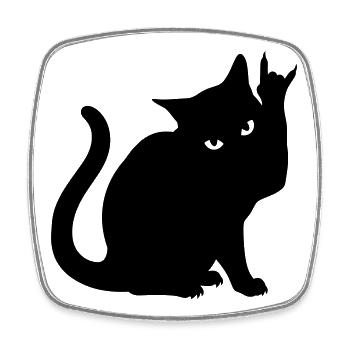 Black Cat – Devil Horns Silhouette - Square fridge magnet - white - Front