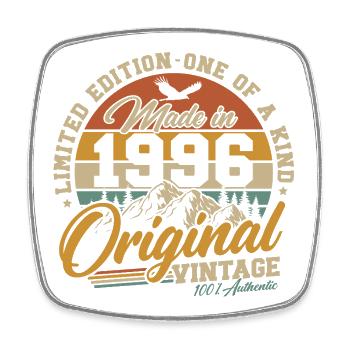 Vintage 1996 Jahrgang Geburtstag Geschenk Retro - Viereckiger Kühlschrankmagnet - Weiß - Vorne