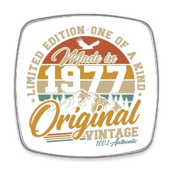 1977 Vintage Birthday Gift - Square fridge magnet - white - Front