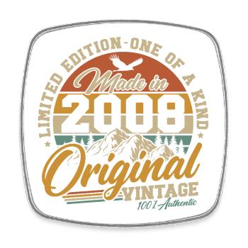 2008 Vintage Vintage 18th Birthday Gift - Square fridge magnet - white - Front