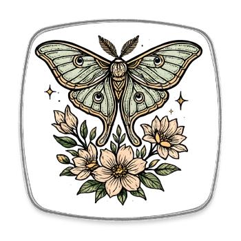 Motte mit Blütenbouquet - Viereckiger Kühlschrankmagnet - Weiß - Vorne
