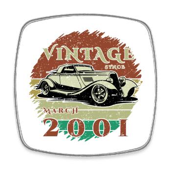 25. Geburtstag - Klassiker - Vintage since 03/2001 - Viereckiger Kühlschrankmagnet - Weiß - Vorne