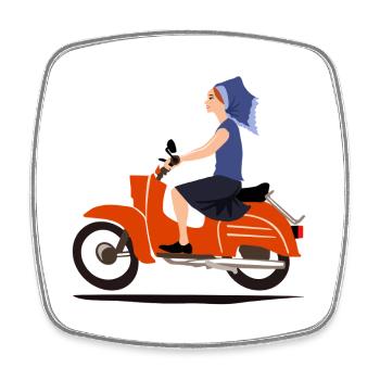 DELNJOSERBOWKA MOPED - Viereckiger Kühlschrankmagnet - Weiß - Vorne