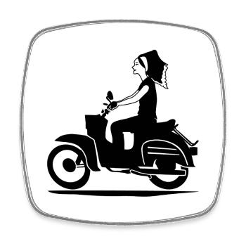 DELNJOSERBOWKA - MOPED - Viereckiger Kühlschrankmagnet - Weiß - Vorne