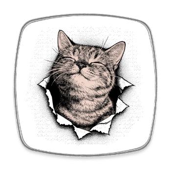 Cutest Cat – Vintage Halftone Cats Design - Square fridge magnet - white - Front