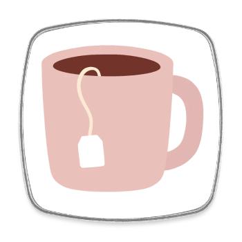 Pastellrosa Teetassen-Illustration - Viereckiger Kühlschrankmagnet - Weiß - Vorne