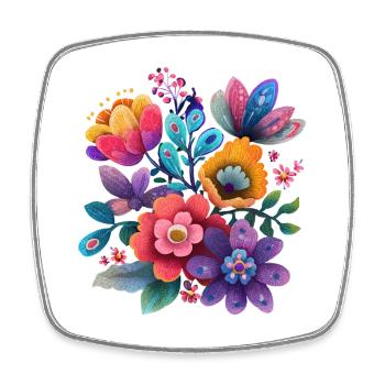 Fleurs Jardin Floral Coloré - Magnet carré - blanc - Devant