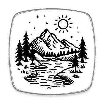Berge Landschaft Wald - Viereckiger Kühlschrankmagnet - Weiß - Vorne