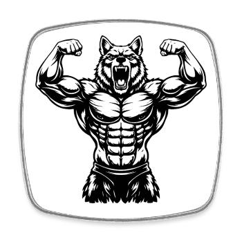 Muscular Wolf Bodybuilder Illustration - Square fridge magnet - white - Front