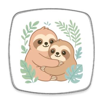 Cuddling sloths in the jungle - Square fridge magnet - white - Front