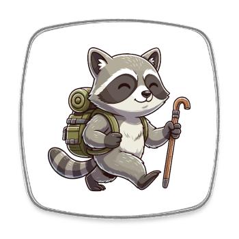 Niedliches Wandern Waschbären-Müll-Panda-Trekking - Viereckiger Kühlschrankmagnet - Weiß - Vorne
