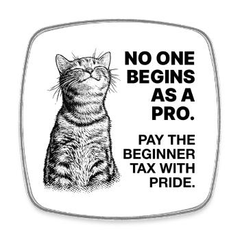 Anfänger Mindset – Lernende Katze Halftone - Viereckiger Kühlschrankmagnet - Weiß - Vorne