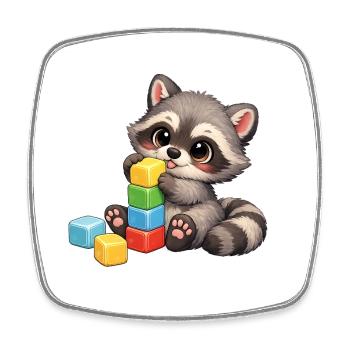 Bébé Oskar avec des blocs de construction - Magnet carré - blanc - Devant