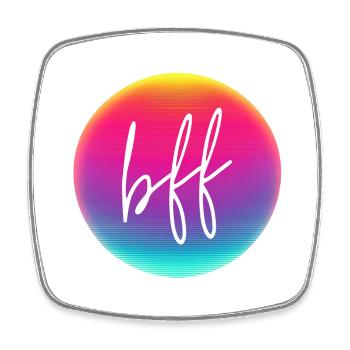 BFF! Neon Kreis Personalisierbar - Viereckiger Kühlschrankmagnet - Weiß - Vorne