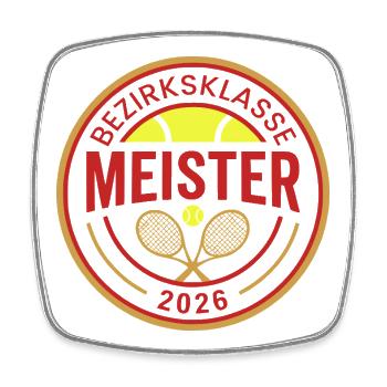 Tennis Meister 2026, Bezirksklasse Meister Tasse - Viereckiger Kühlschrankmagnet - Weiß - Vorne