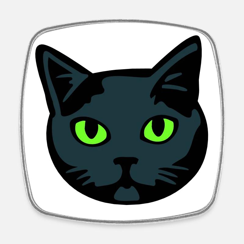 Chat gris / Mâle « British Shorthair » - Magnet carré - blanc