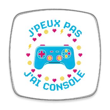 I Can't I Console - Square fridge magnet - white - Front