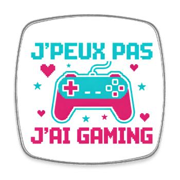 Ich kann nicht, ich habe Gaming – Pixel-Controller - Viereckiger Kühlschrankmagnet - Weiß - Vorne