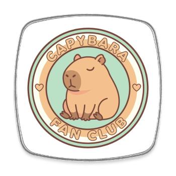 Emblème du Fan Club de Capybara - Magnet carré - blanc - Devant