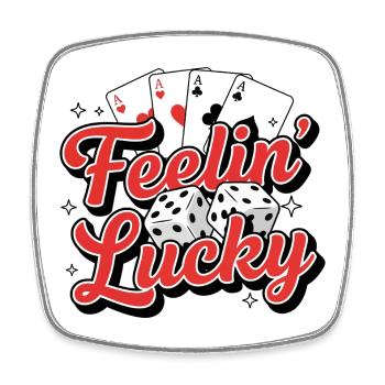 Feelin Lucky Card Dice Casino Vibe - Viereckiger Kühlschrankmagnet - Weiß - Vorne