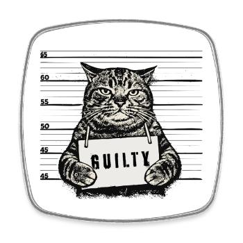 Gangster Cat – Guilty Mugshot Halftone Art - Square fridge magnet - white - Front
