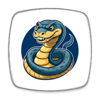 Anaconda Kawaii Mascot Cartoon Clipart Logo Badge - Square fridge magnet - white - Front