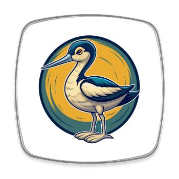 Avocet Kawaii Maskottchen Cartoon Clipart Logo Abzeichen - Viereckiger Kühlschrankmagnet - Weiß - Vorne