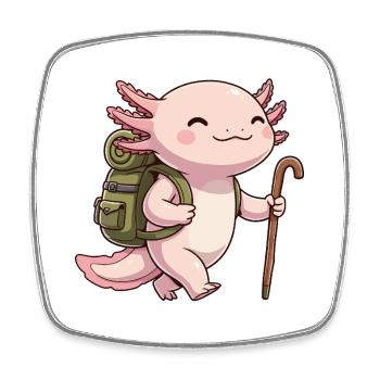Niedliches Wandern Axolotl Fisch Trekking Kunst - Viereckiger Kühlschrankmagnet - Weiß - Vorne