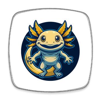 Axolotl Kawaii Maskottchen Cartoon Clipart Logo Abzeichen - Viereckiger Kühlschrankmagnet - Weiß - Vorne