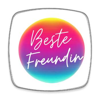 Beste Freundin! Neon kreis Personalisierbar - Viereckiger Kühlschrankmagnet - Weiß - Vorne
