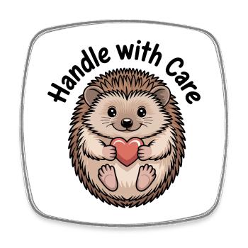Igel mit Herz - Viereckiger Kühlschrankmagnet - Weiß - Vorne