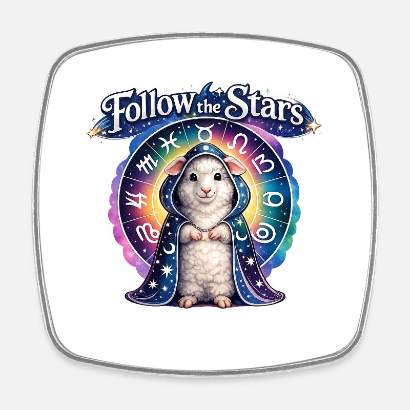 Follow the Stars Zodiac Sheep - Square fridge magnet - white