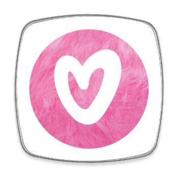 Herz Kreis Fell pink flauschig Love Liebe Hochzeit - Viereckiger Kühlschrankmagnet - Weiß - Vorne