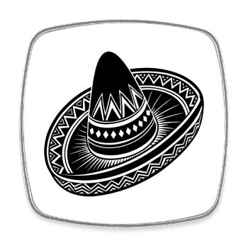 Sombrero mexicain - Magnet carré - blanc - Devant