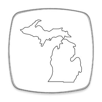 Michigan map - Square fridge magnet - white - Front