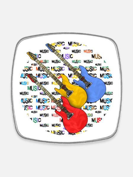 Guitares - Magnet carré - blanc