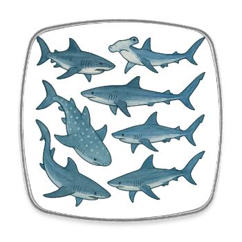 Parade du Requin Bleu Imprimé Océan - Magnet carré - blanc - Devant