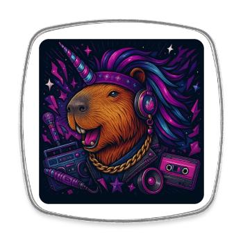 Capybara Einhorn Party - Viereckiger Kühlschrankmagnet - Weiß - Vorne