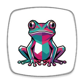 Bunter geometrischer Frosch - Viereckiger Kühlschrankmagnet - Weiß - Vorne