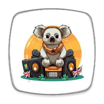 Koala DJ Boombox RetroVibe - Square fridge magnet - white - Front