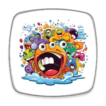 Kunterbunte Monsterbande Splash - Viereckiger Kühlschrankmagnet - Weiß - Vorne