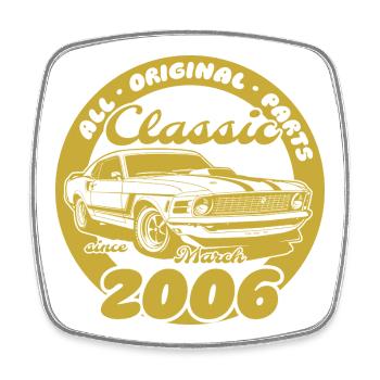 20. Geburtstag - Klassiker Musclecar 03/2006 - Viereckiger Kühlschrankmagnet - Weiß - Vorne