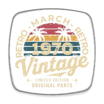 Jubiläums-März 1970 Limitierte Ausgabe Retro-März - Viereckiger Kühlschrankmagnet - Weiß - Vorne