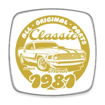45e anniversaire - Classic Musclecar 03/1981 - Magnet carré - blanc - Devant