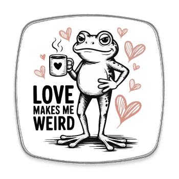 L’amour me rend bizarre, grenouille - Magnet carré - blanc - Devant