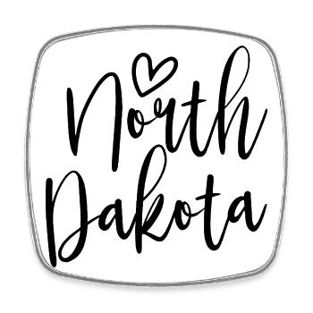North Dakota Heart Women's Love North Dakota - Viereckiger Kühlschrankmagnet - Weiß - Vorne