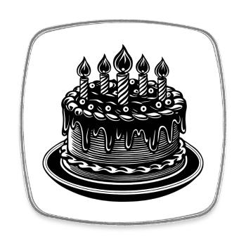 Birthday cake - Square fridge magnet - white - Front