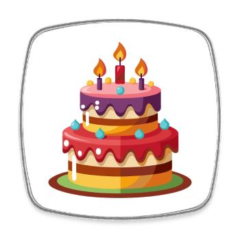 Birthday cake - Square fridge magnet - white - Front
